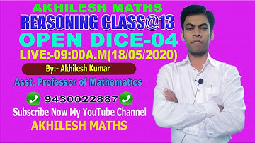 #LIVE REASONING CASS#13#DICE-04 #NET#SSC#RLY#CTET#By:AKHILESH KUMAR,Asst. Professor of Maths.