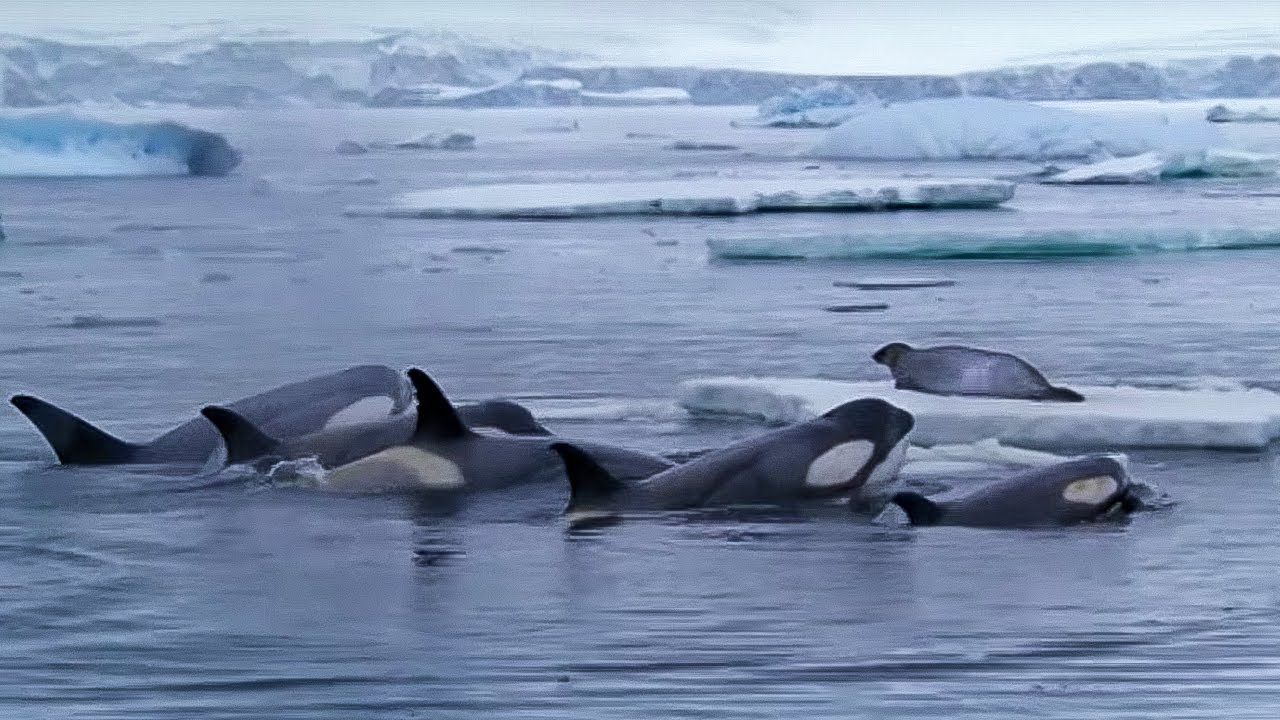 ⁣Killer Whales Working Together to Hunt Seals on Ice | BBC Earth