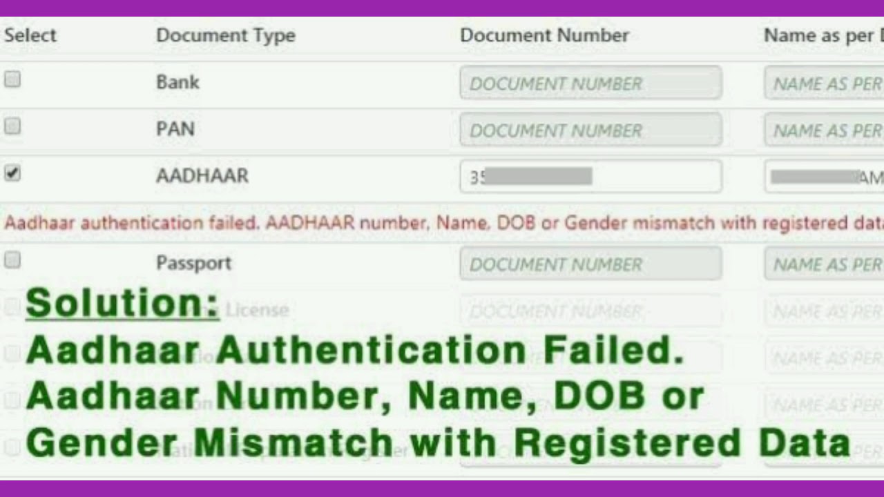 Failed invalid authentication