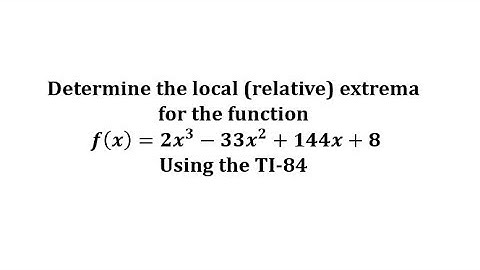 Determine Local (Relative) Extrema of a Polynomial Function Using the TI-84