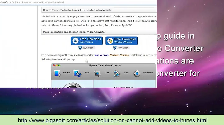 How to Solve Can't Add Videos MP4, M4V, MOV, AVI, WMV, MKV, MPG, 3GP, FLV, VOB to iTunes 11?