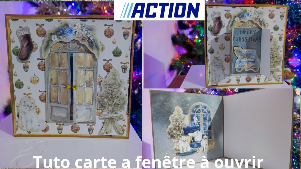 Tuto carte à ouverture sur fenêtre #noel #diy #scrap #action