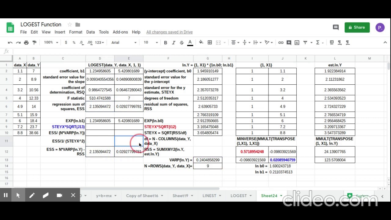 New LOGEST Simple Exponential Regression using Matrix Solution