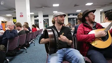 Flight delayed, so famous Irish musicians play for the passengers in jam session