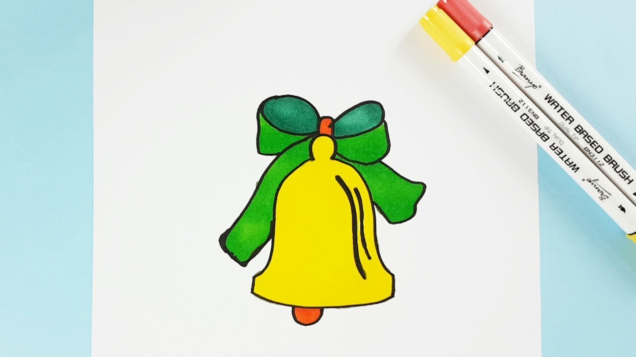 How to Draw a Christmas Bell Easy Step by Step Color Learning with Jingle Bell Drawing - YouTube