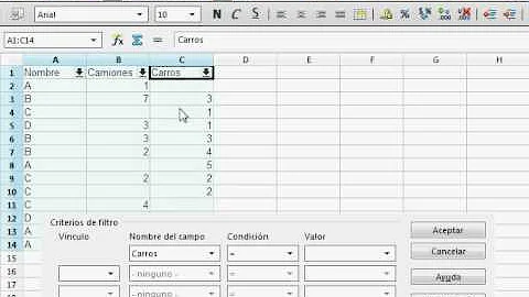 Como colocar filtro no Open-office?