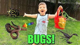 Caleb And Mommy Play and Find REAL BUGS Outside! Pretend Play with Insects!