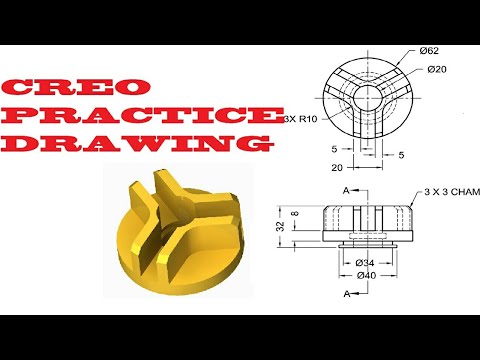 Creo (Pro E) Practice Drawing for circular pattern (10 Mins)