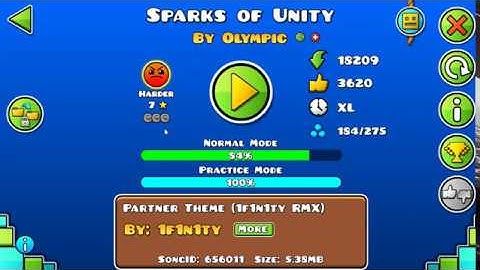 Geometry Dash [2.1] | "Sparks of Unity" by Olympic & more (Harder) (+2 coins)