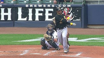 PIT@MIL: Tabata lines an RBI single to tie game at 1