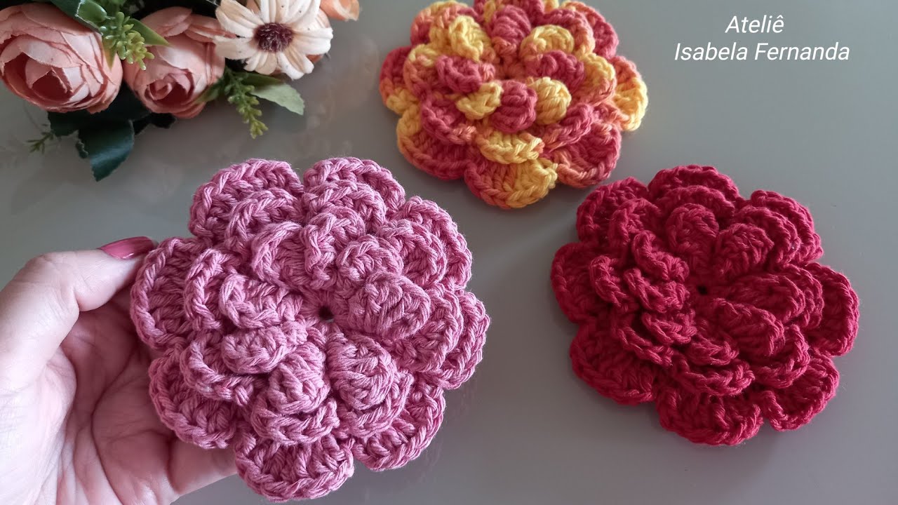 Como Fazer Flor de Crochê de Forma Fácil e Rápida - Flor Viciadas em Crochê Passo a Passo