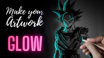 Make your GOKU glow !😍 Glowing Drawing effect on paper with Color pencils | Tutorial #glowing_art