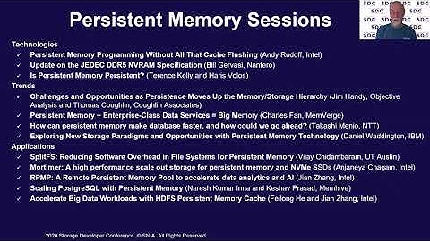SDC2020: Persistent Memory Track Overview