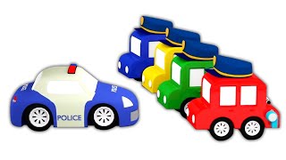 Los coches de policía 🚔 4 coches coloreados. Mejores dibujos animados para niños.