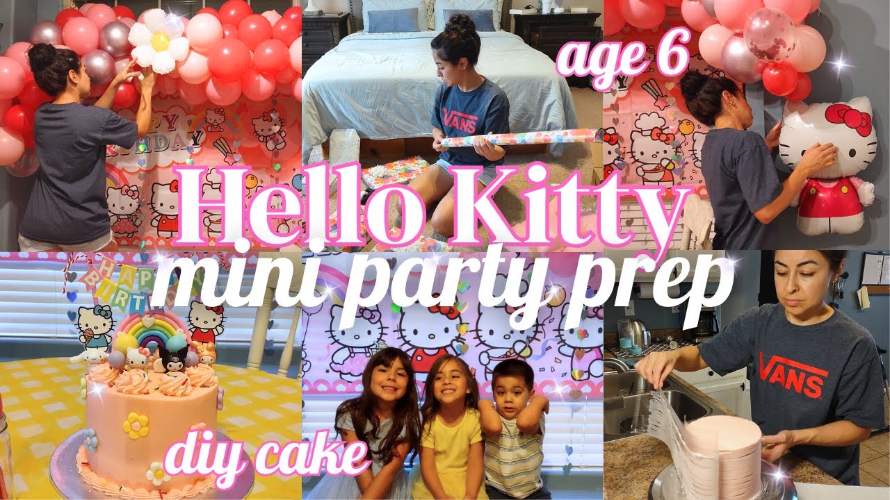 HELLO KITTY PARTY PREP | DIY Kids Cake + Decor, Gifts & More! Small Party Ideas | Busy Mom Life