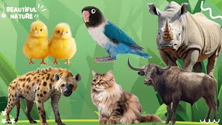 Happy animal moment: Chicken, Parrot, Rhino, Hyena, Cat, Buffalo - Animals sound by Beautiful Nature 40 views 13 hours ago 10 minutes, 31 seconds