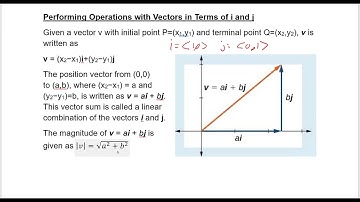 Performing Operations with Vectors in Terms of i and j