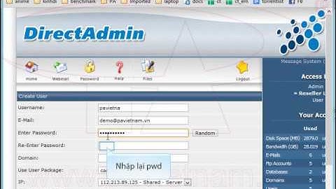 Hướng dẫn - Tạo Hosting trong DirectAdmin | P.A Việt Nam