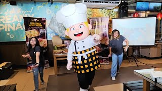 Angel's Pizza mascot dance away at the Mekus Mekus Thin Crust launch