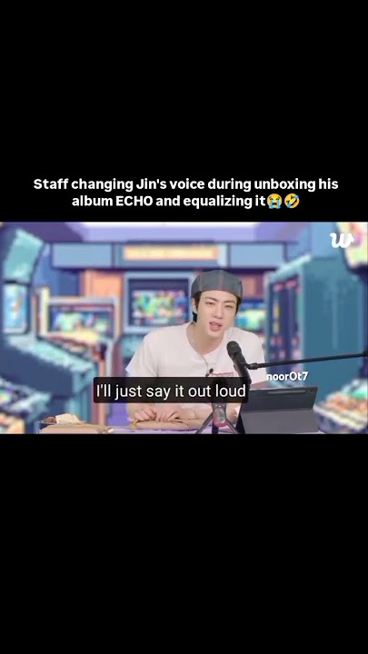 Staff turned Jin's voice into a weird voice during unboxing 😂 #bts #jin #shorts #echo