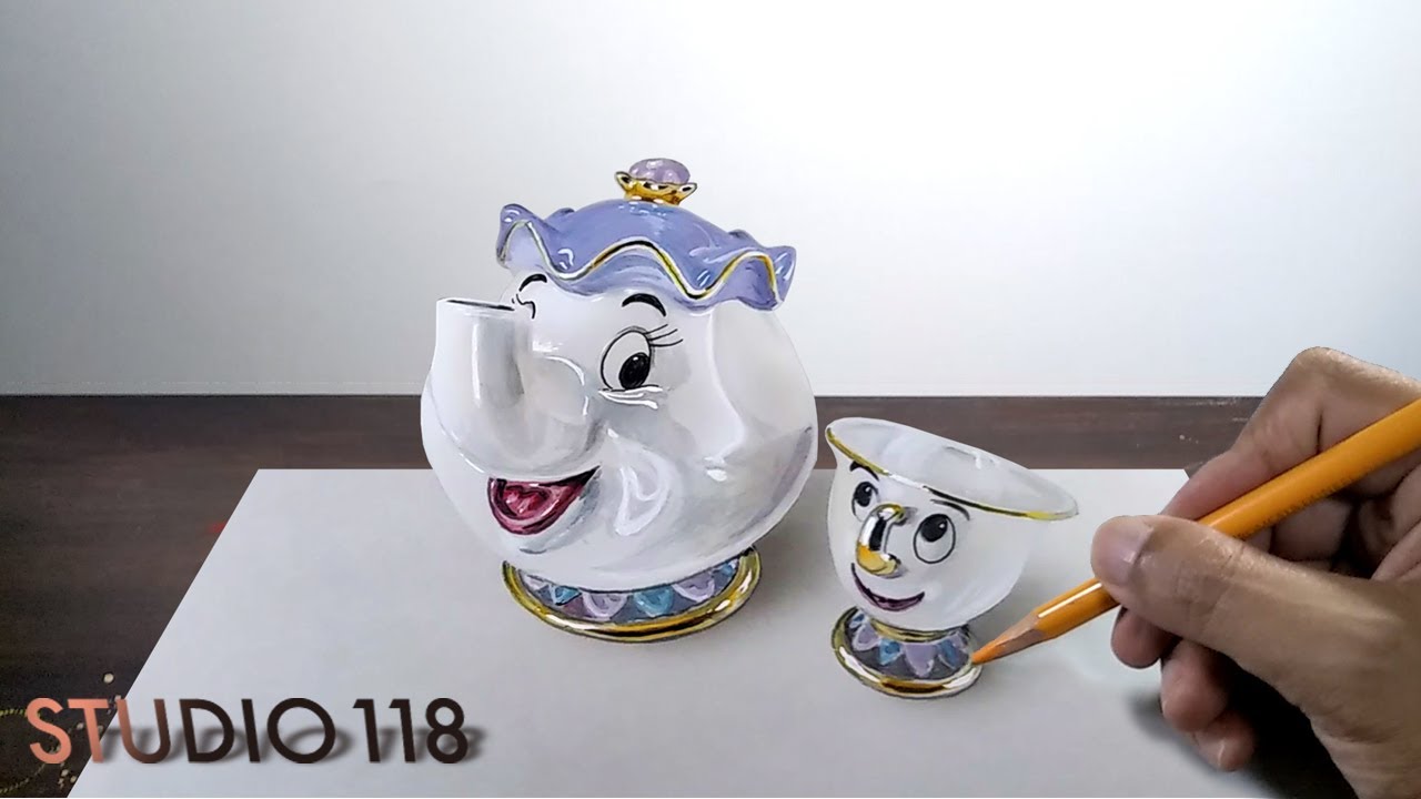 Illustration Making Disney Beauty And The Beast Mrs Potts And Chips Youtube