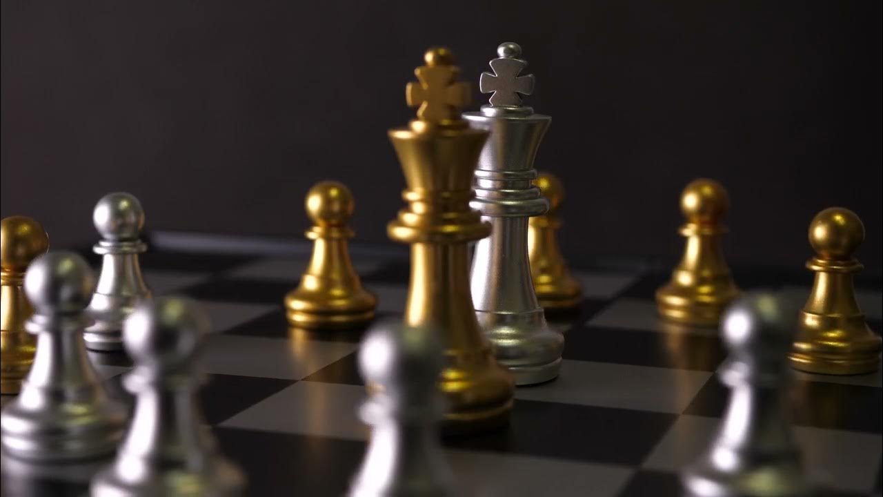 Close-up of chess game and chess pieces on table 4k from Pikwizard