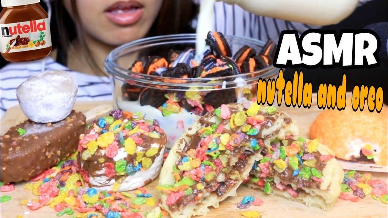 ASMR OREO and MILK NUTELLA MOCHI + CHOCOLATE ICE CREAM EATING SOUNDS 먹는 먹방 MUKBANG