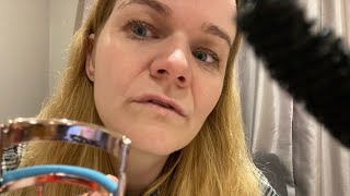 ASMR - Eyelash curling and mascara applying (real camera touching)