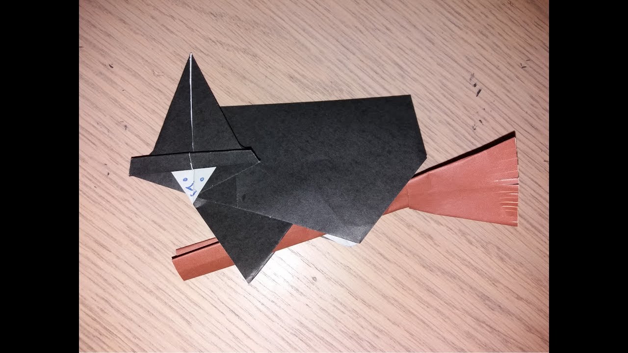 Origami facile sorcière d'halloween sur son balai (witch) YouTube