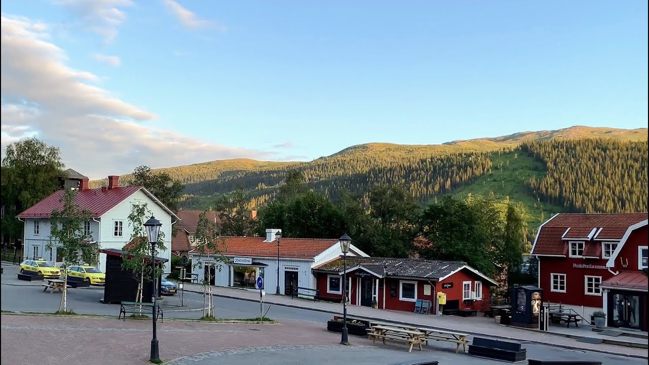 Sweden Walks: Åre, Mountain town in summer, 4k, natural sound