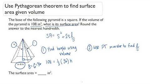 Use Pythagorean Theorem to find surface area given volume