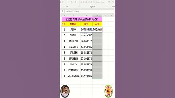 DATEDIF AGE CALCULATION EXCEL TIPS #excel #exceltips #exceltricks #ytsorts #sorts @learnmoreshorts
