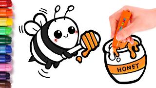 ¡Bzzz! 🐝 Dibuja y Colorea una ABEJA kawaii 🍯 Dibujo fácil para el Día de las Abejas