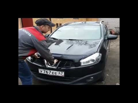 Установка газового упора  капота Nissan Qashqai J10