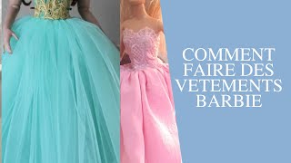 Tuto comment faire des vêtements pour Barbie /coudre une robe de soirée+jupe cloche+chapeau