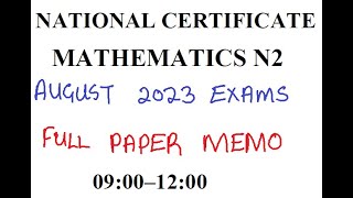 MATHEMATICS N2 AUGUST 2023 MEMO | FULL PAPER @mathszoneafricanmotives