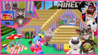 MineCraft มายคราฟสร้างบ้านให้แมวเหมียวทอม Tomตกแต่งเฟอร์นิเจอร์สุดน่ารัก Minecraft talking Tom house