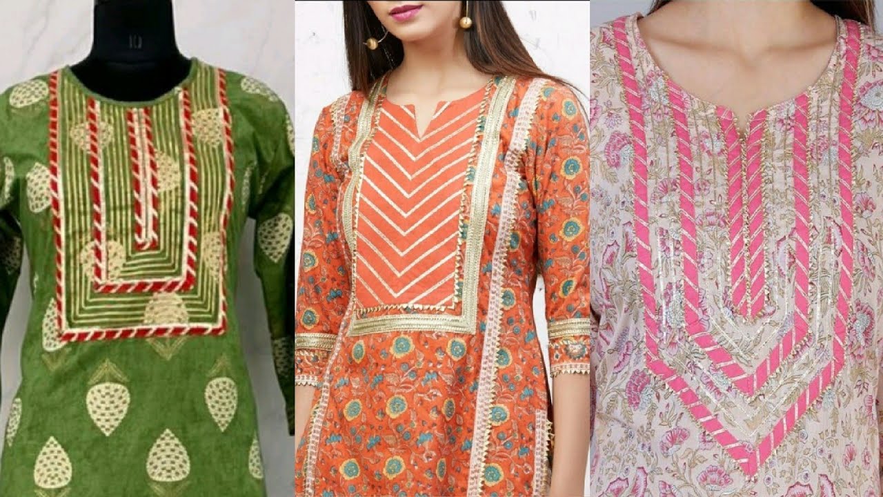 Designer Print Lace Work Kurti With Pant Dupatta!! | Kurti New Suit Design  | womenabiding.com