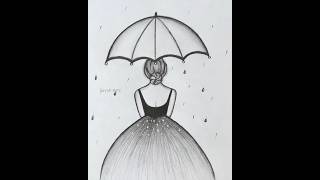 Girl with umbrella drawing❤️ #drawing #satisfying #art #artvideo #viral #girldrawing #shorts #fyp