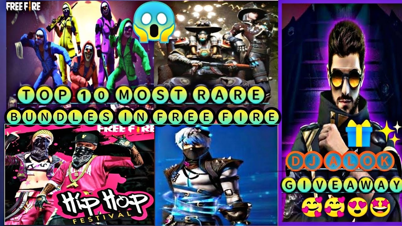 TOP 10 MOST RARE BUNDLES IN FREE FIRE part-1{DJ ALOK GIVEAWAY
