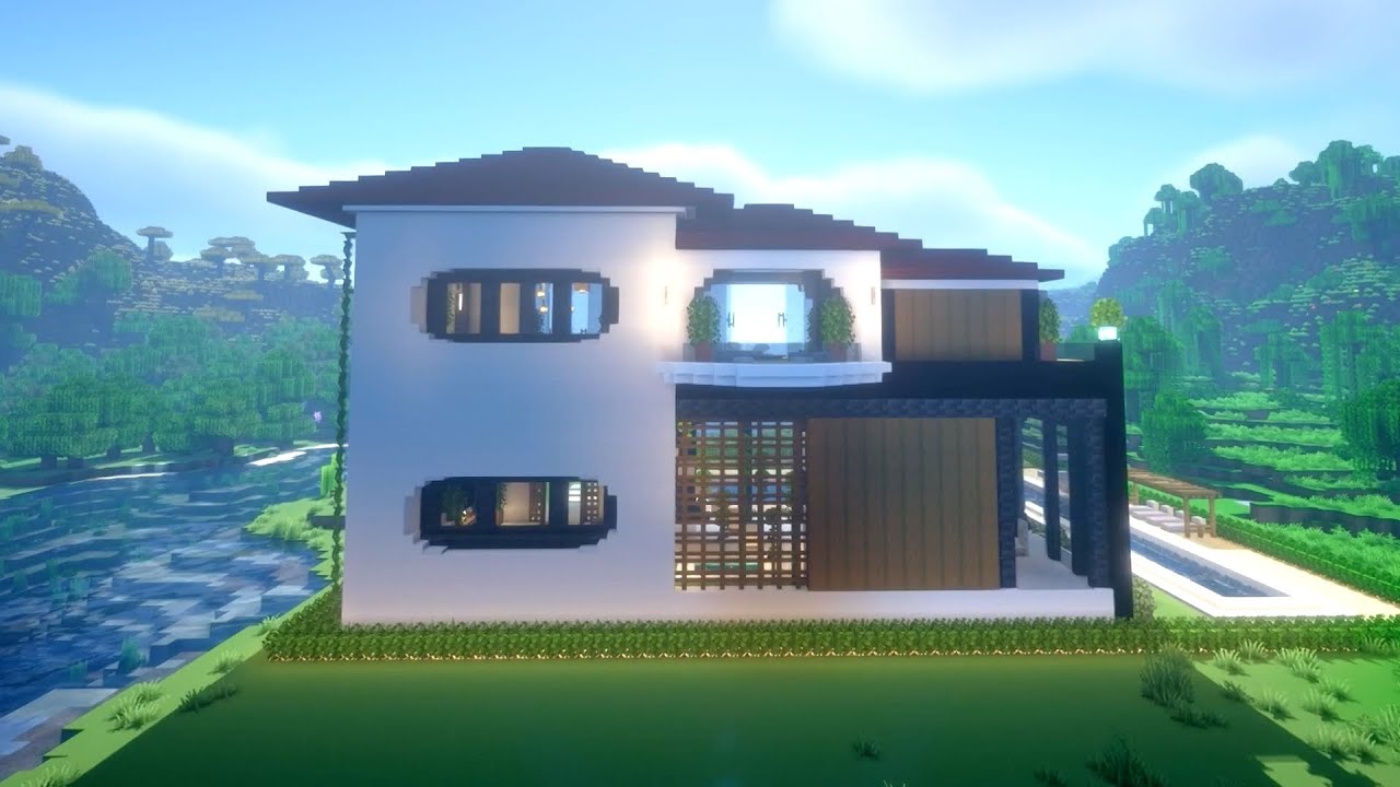 Minecraft How to Build a Cherry Blossom ULTIMATE Modern House Tutorial #