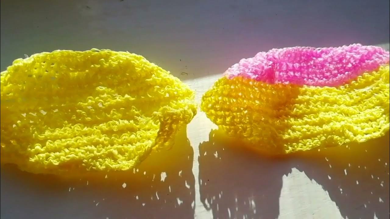 Мочалки из полипропилена: одна жёлтого цвета, другая жёлтого, но с ...