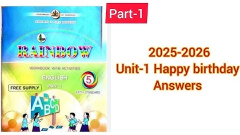 Rainbow class 5 English part-1 unit-1 Happy birthday work book answers 2025-26
