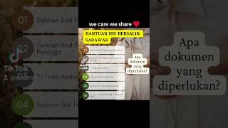 Dokumen yang perlu disediakan untuk memohon bantuan Ibu Bersalin.
