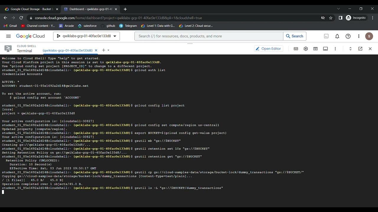 Google Cloud Storage Bucket Lock Google Cloud Skills Boost Level