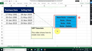 Note - New, Show, Hide, Delete in excel