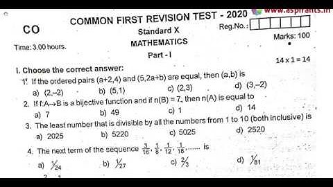 10th Maths First Revision Question Paper 2019-20 | Coimbatore District | English Medium