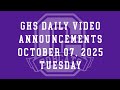 20251007 GHS DV 43 Tuesday