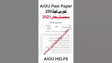 Past Paper Spring 2021 (Selling of Home Made Product) AIOU Helps