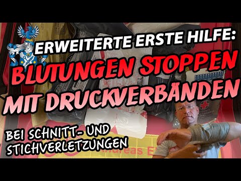 Blutungen stoppen - Druckverband bei Stich- und Schnittverletzungen - Druckverband am Hals - TECC